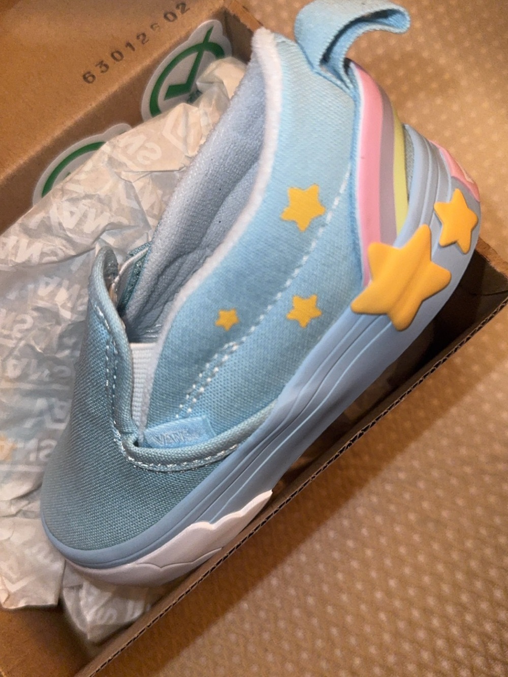Vans Kids' Light Blue Star Slip-On Shoes
